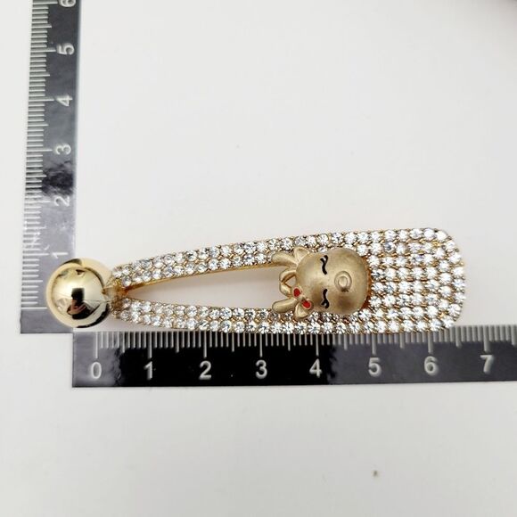 2/$20 Brand New Gold Tone Rhinestone Deer Hair Clip - Picture 5 of 5